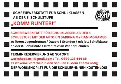 SCHREIBWERKSTATT FÜR SCHULKLASSEN AB DER 8. SCHULSTUFE 